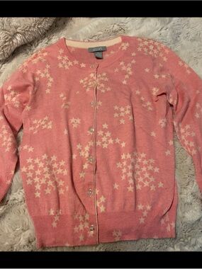 dELiA*s Pink Star-Print Button Cardigan